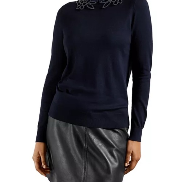 Ted Baker Azaleo Embellished Collar Sweater - EUC - Picture 2 of 6